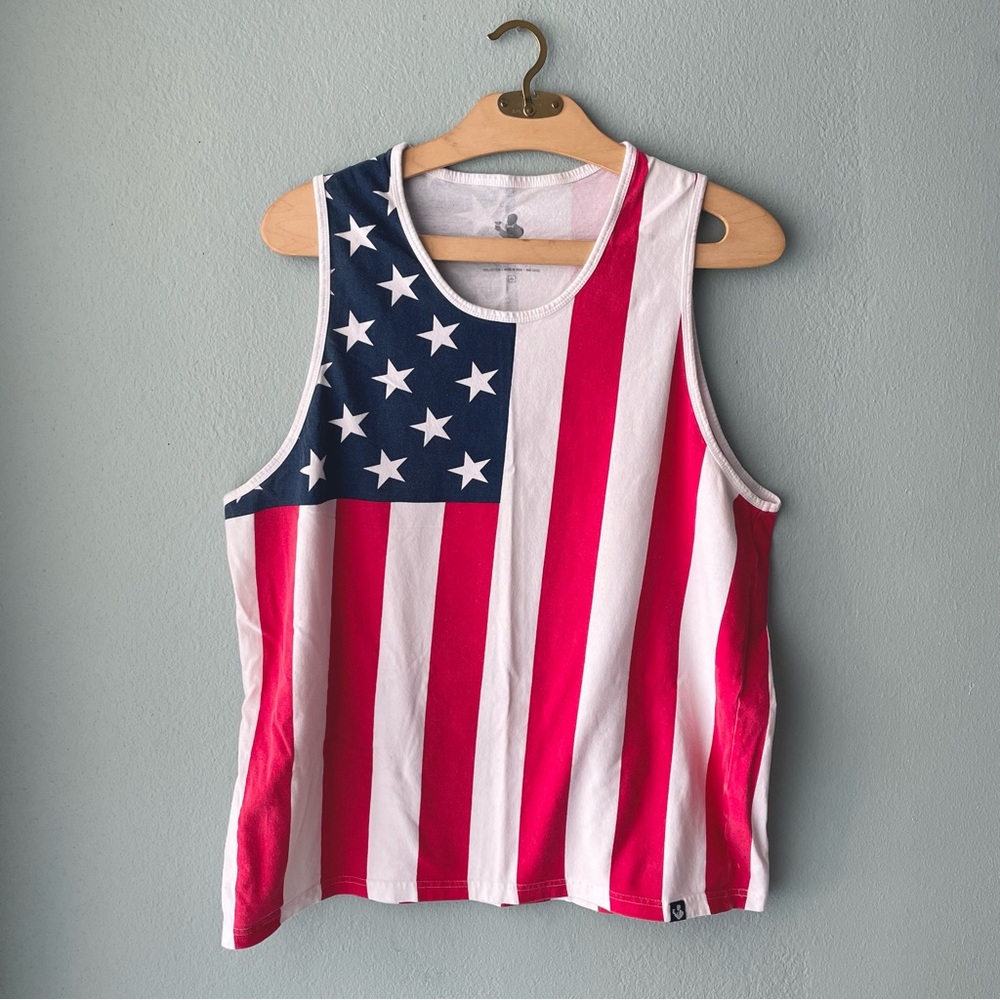♦️5/$15♦️ Rowdy Gentlemen | American Flag Print Tank Top